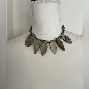 Abalone Shell Statement Leaf Necklace.